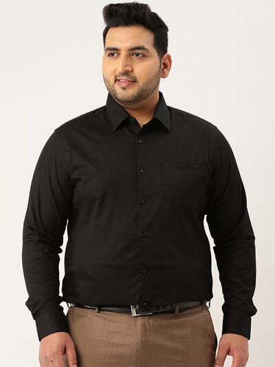 pure cotton black full sleeves for plus size men