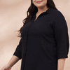 pure cotton black quarter sleeves shirt for plus size women