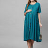 blue a line materniy midi dress