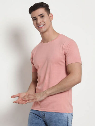 pure cotton men blush pink tshirt solid