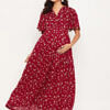 floral printed maroon maternity dress