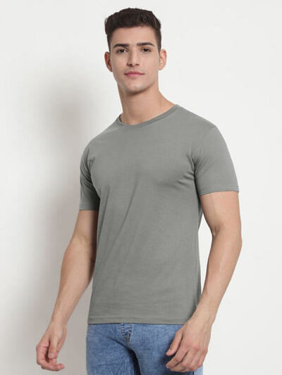 pure cotton men grey tshirt solid