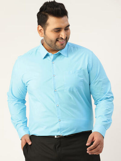 pure cotton light blue full sleeves for plus size men