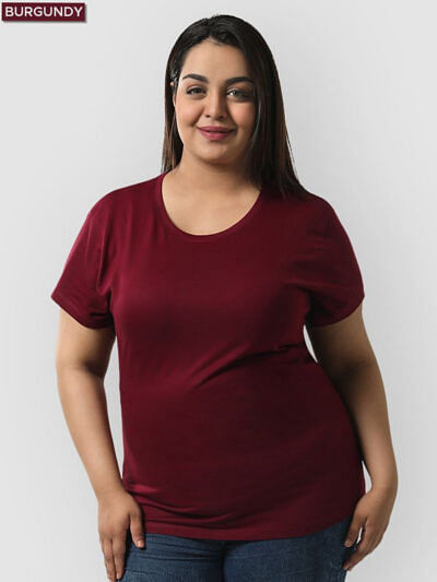 pure cotton plus size women tshirt solid