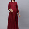 maroon solid maternity dress