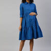 maternity rolled up sleeves tiered shirt style dress