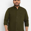 pure cotton olive green full sleeves for plus size men