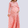 polka dots pink maternity maxi dress