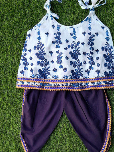 purple printed peplum dhoti