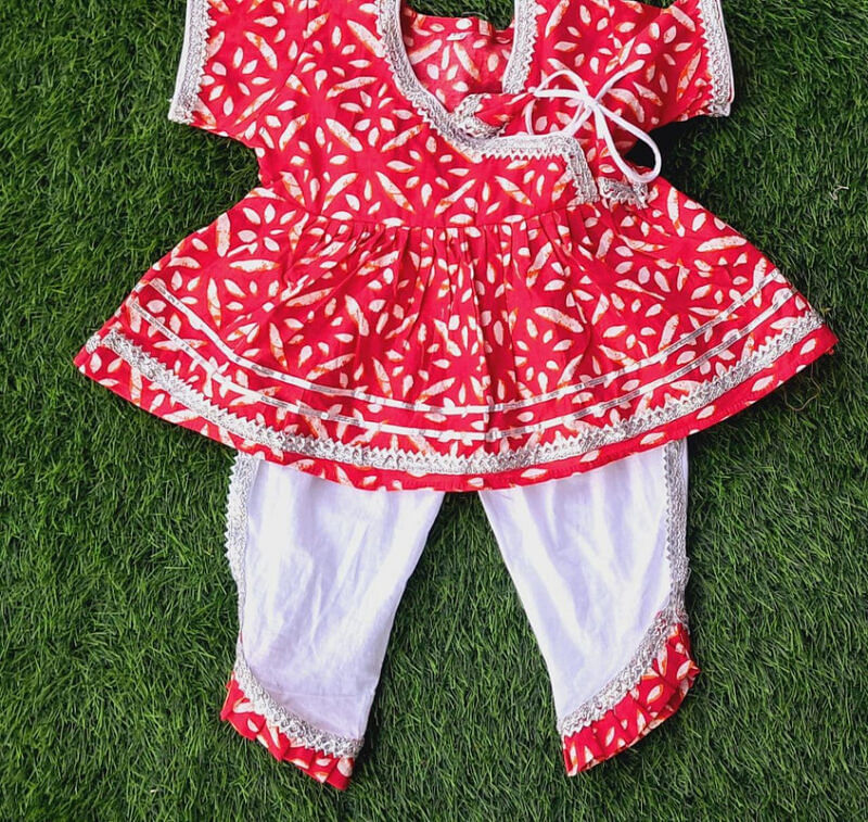 red printed angrakha dhoti