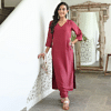 silk v neck kurti with pants