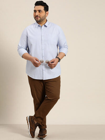 pure cotton smokey blue full sleeves for plus size men