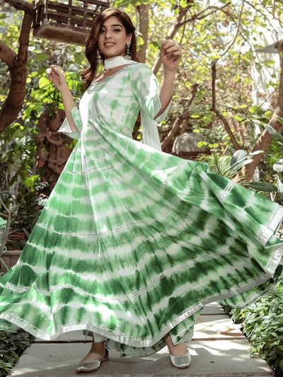 tie dye anarkali kurti set