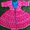 rani pink printed full gown with tiered jacket