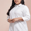 pure cotton white quarter sleeves shirt for plus size women