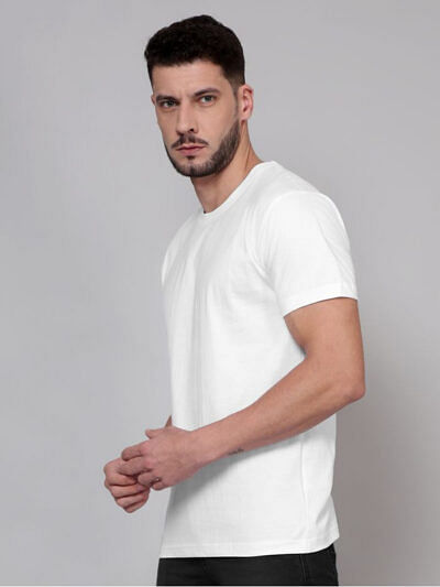 pure cotton men white tshirt solid